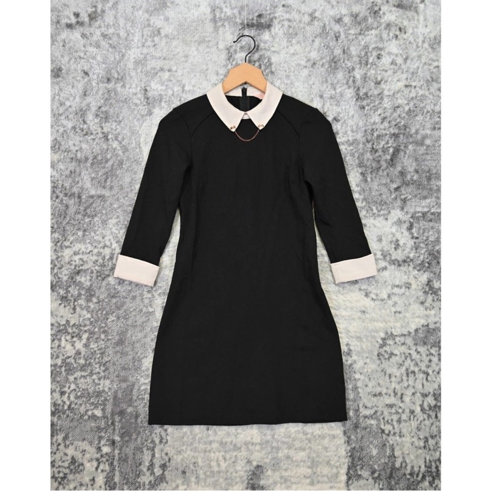 Ted Baker Black Dress with Cream Collar and Cuffs
